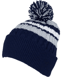 BWH Quality Cable Knit Cuffed Winter Hat W-Large Pom Pom