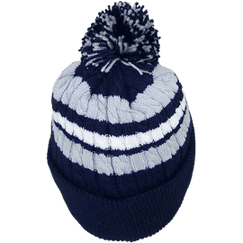BWH Quality Cable Knit Cuffed Winter Hat W-Large Pom Pom