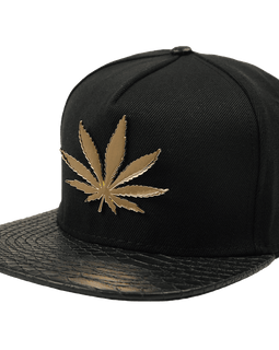 SSLR Men's Adjustable Leaf Shape Studded Flat Bill Caps
