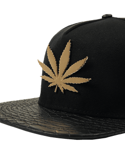 SSLR Men's Adjustable Leaf Shape Studded Flat Bill Caps